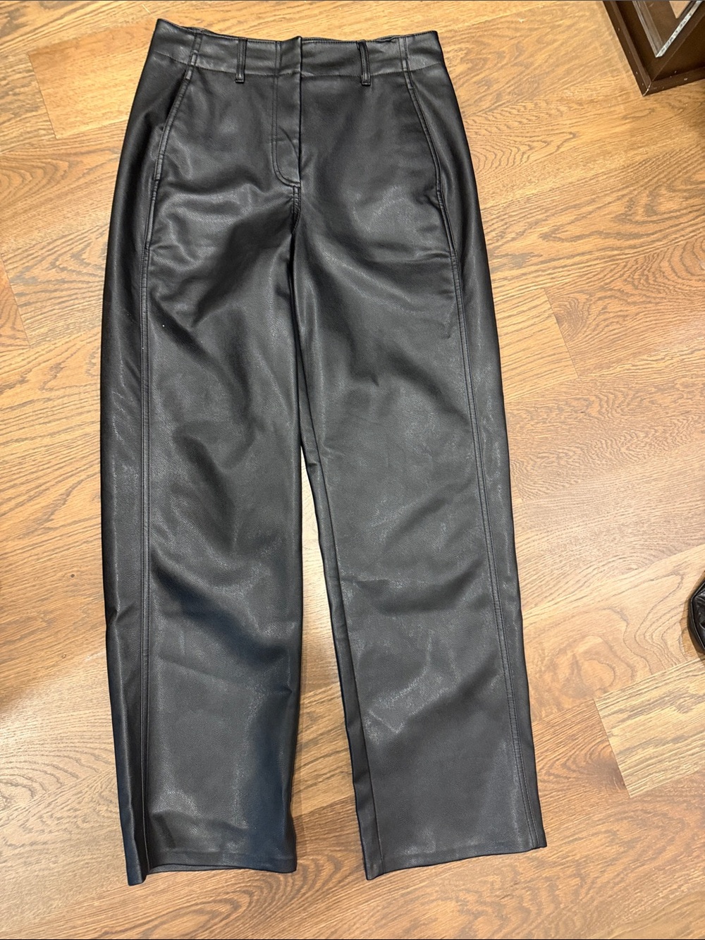 Wilfred Black Faux Leather Straight-Leg Pants